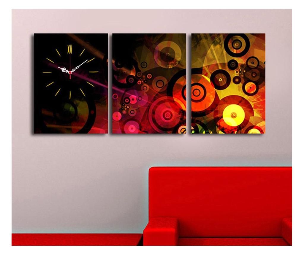 Set 3 tablouri si ceas de perete – Clock Art, Multicolor Clock Art